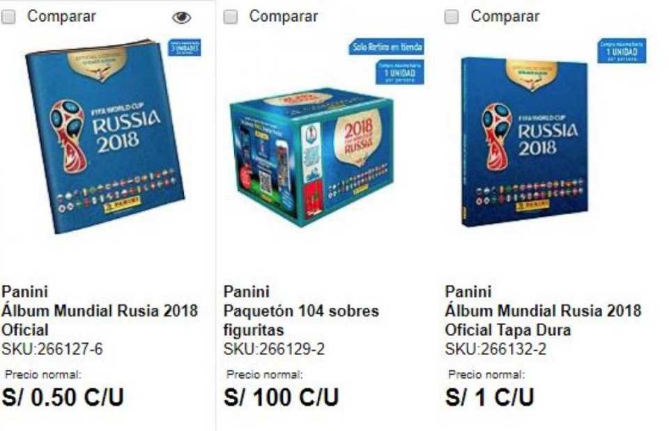Album Panini Tapa Dura se vende a 1 sol y el paquetón a mitad de precio 