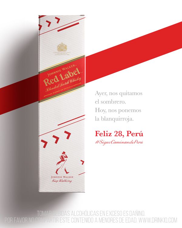 JOHNNIE WALKER se viste rojo y blanco