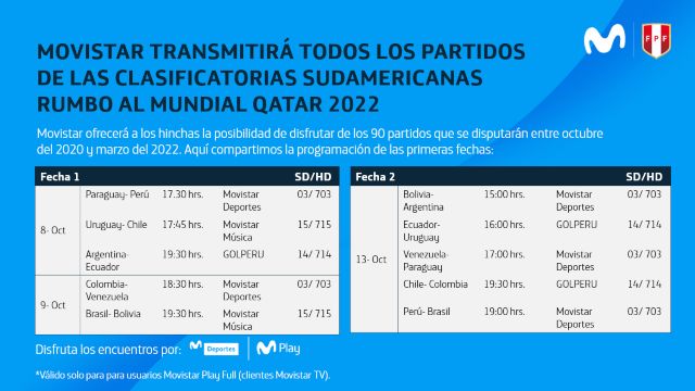 movistar transmitirá todos los partidos