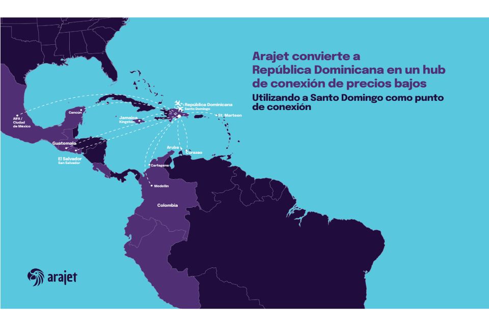 Arajet lanza 42 conexiones en 9 países de su red de rutas