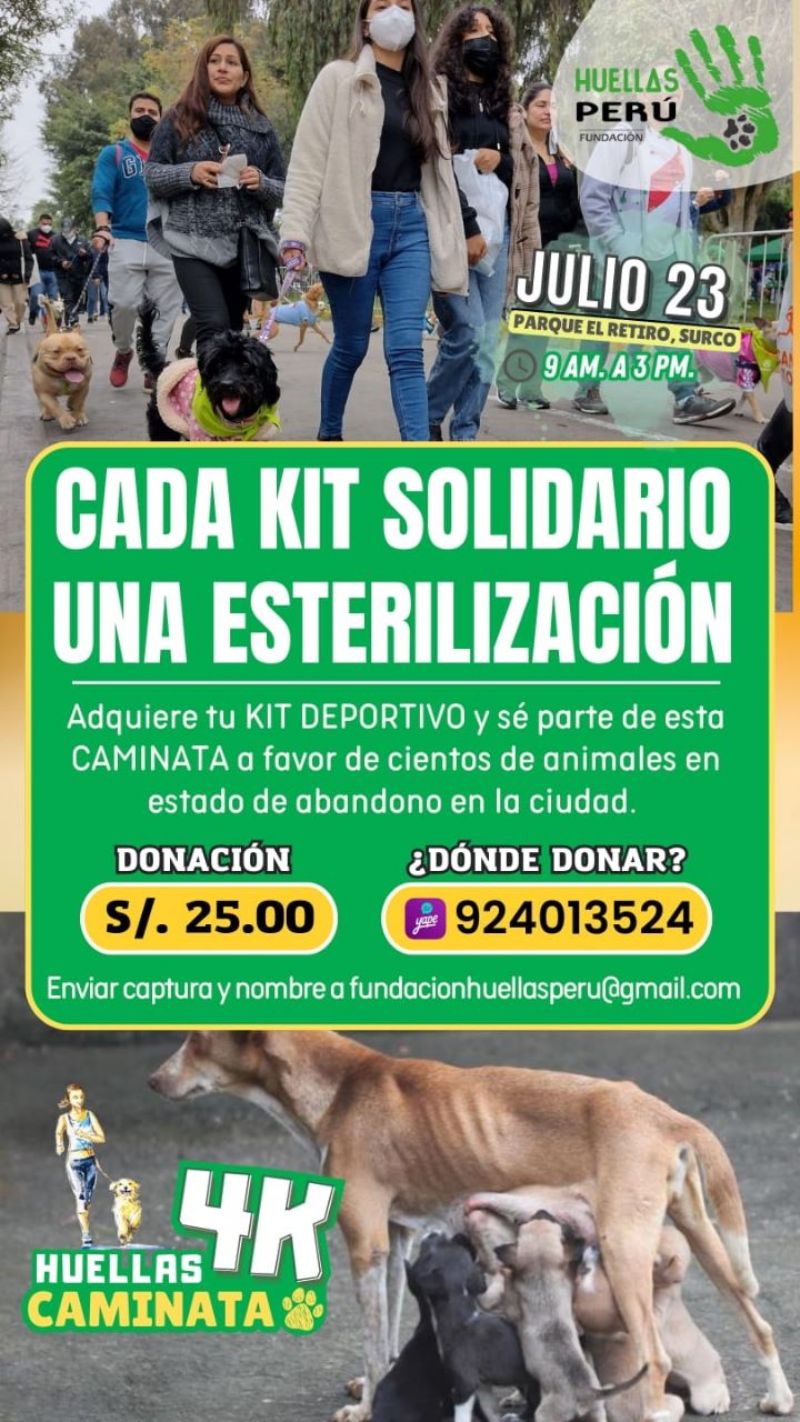 La Fundación Huellas Perú organiza la CAMINATA HUELLAS4K