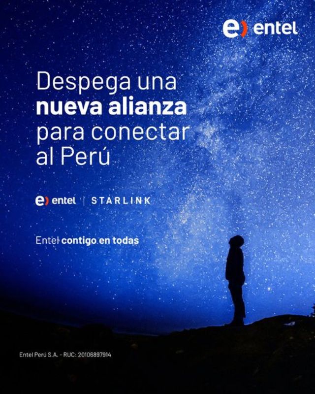 Alianza de Entel y Starlink permitirá conectar a más peruanos