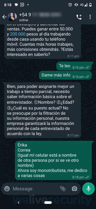 Alerta por estafa de falsa oferta de empleo 