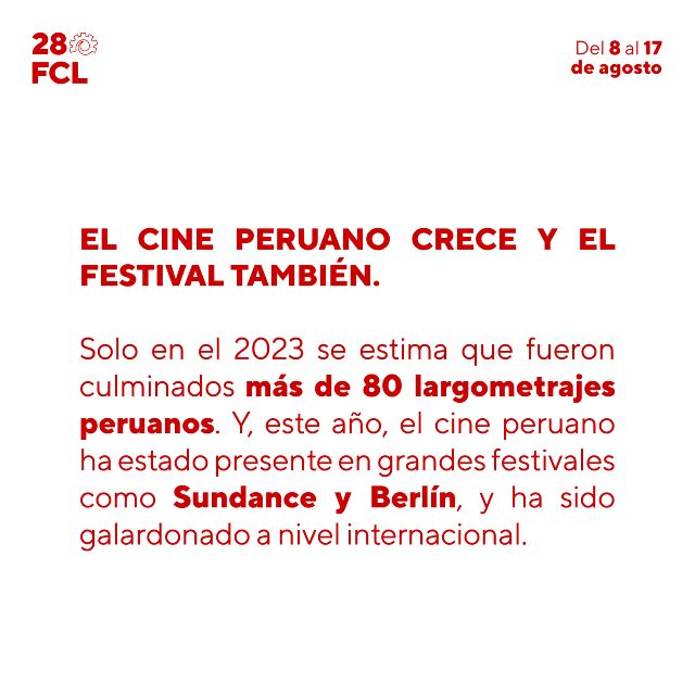 SECCIÓN OFICIAL FORMARÁ PARTE DEL FESTIVAL DE CINE DE LIMA PUCP