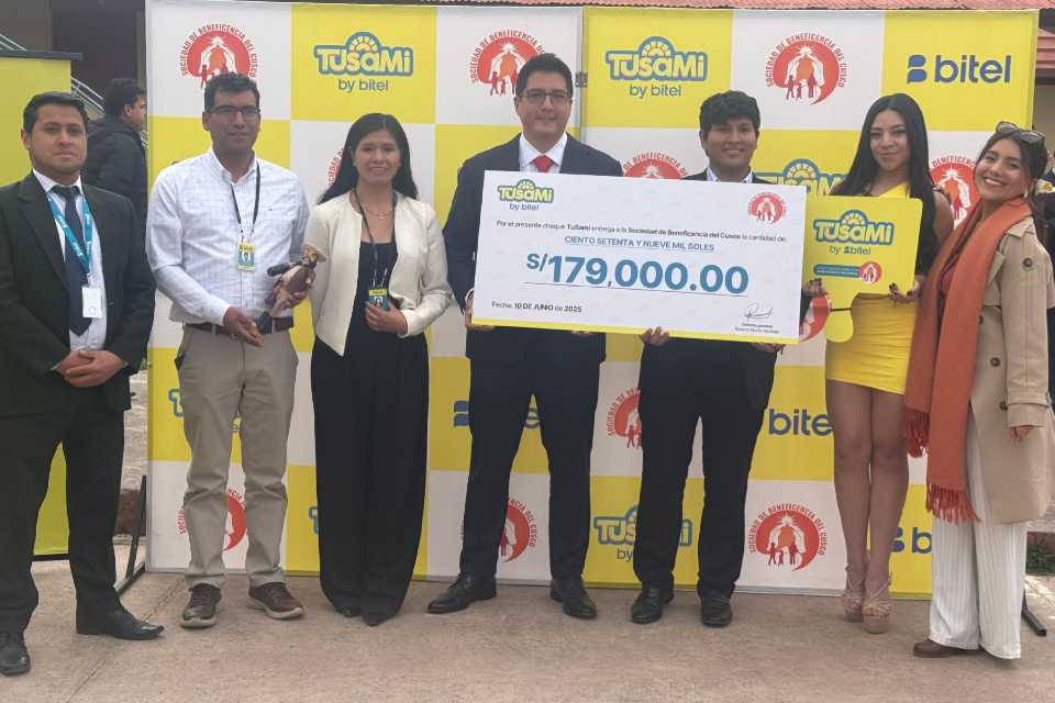 Bitel entrega S/179,000 a la Sociedad de Beneficencia del Cusco