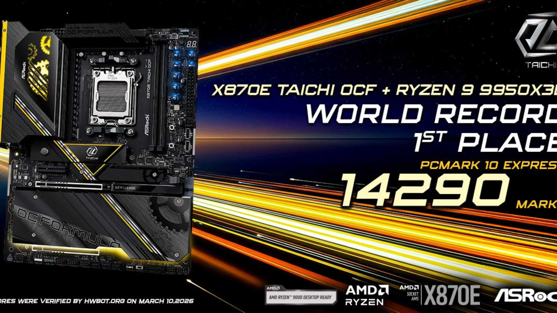 ASRock rompe récord mundial con su motherboard X870E Taichi OCF