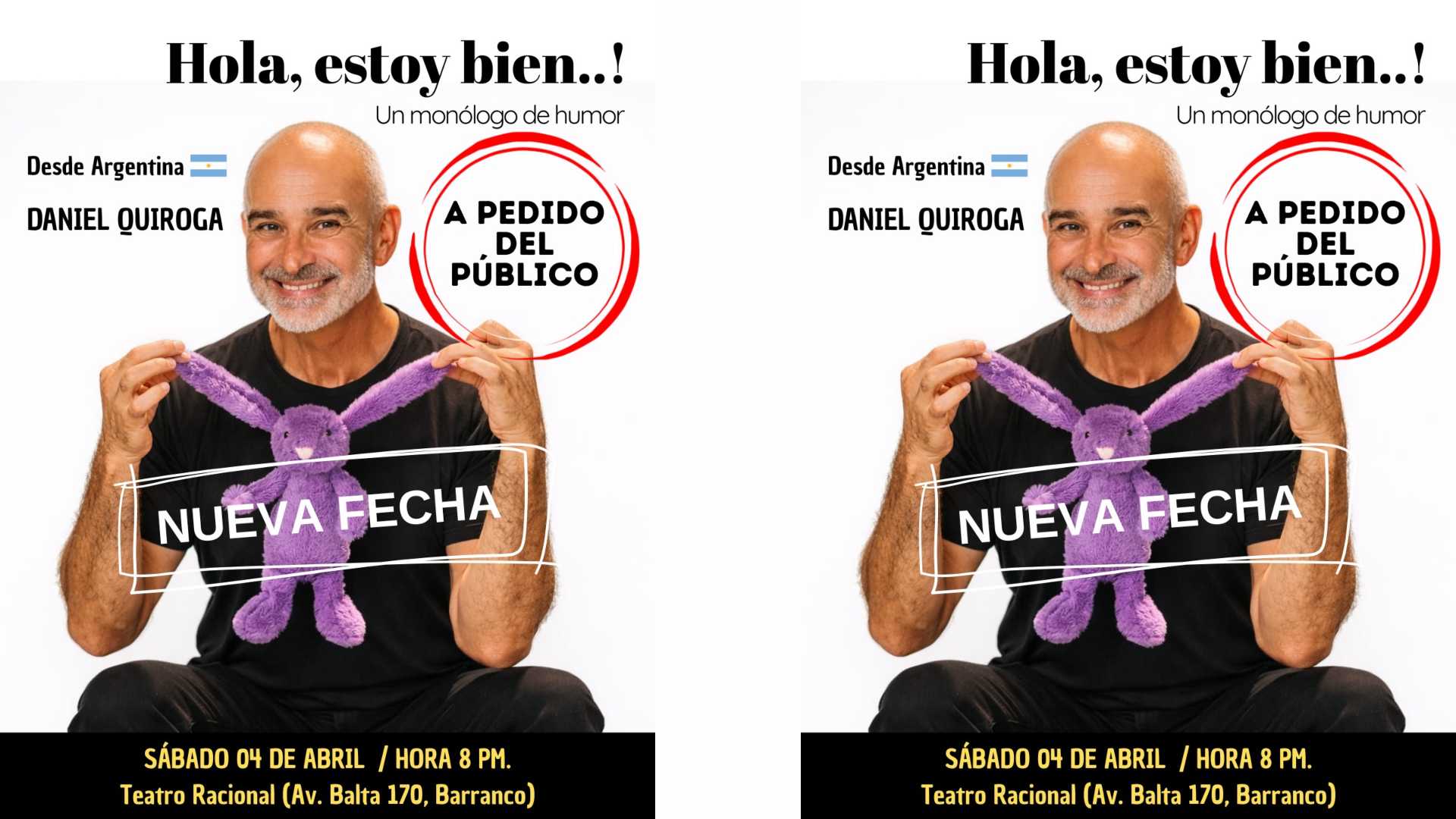 Unipersonal de Daniel Quiroga llega a Lima