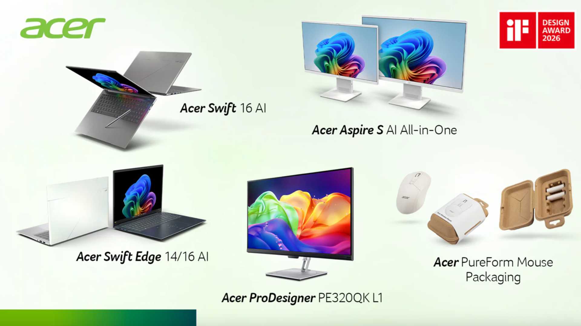 Acer gana iF Design Awards 2026 con laptops AI ultradelgadas