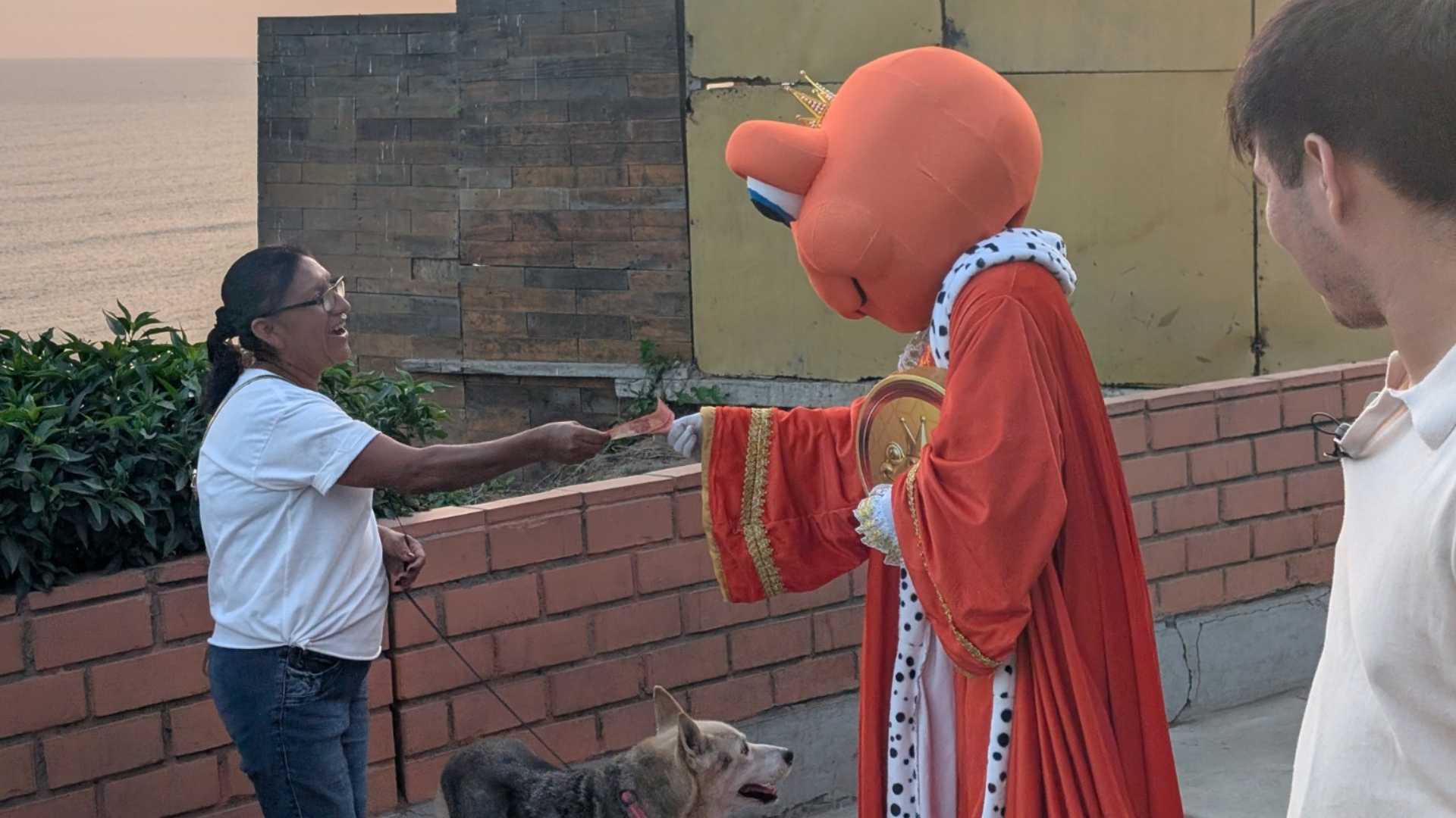Rey Sapo aparece y sorprende regalando dinero en efectivo
