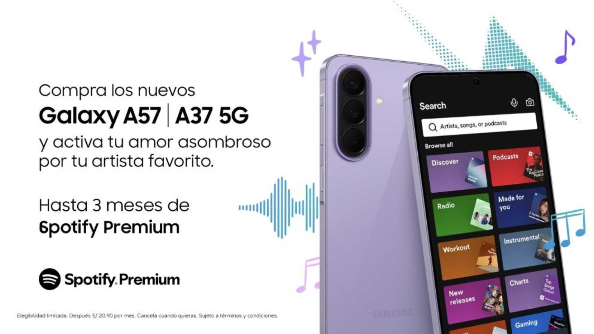 Galaxy A57 y A37: batería de 2 días y carga rápida