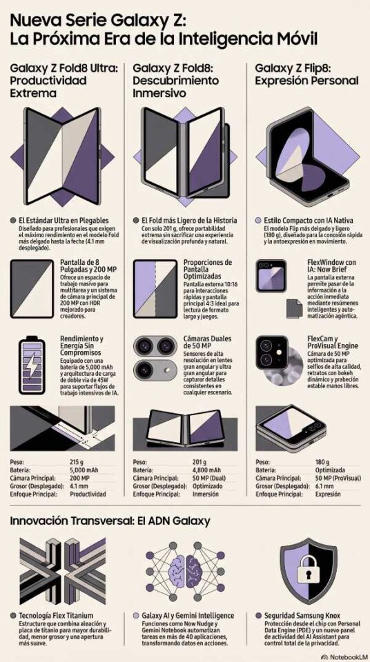 Galaxy Z Fold8 y Flip8: IA y pantallas plegables