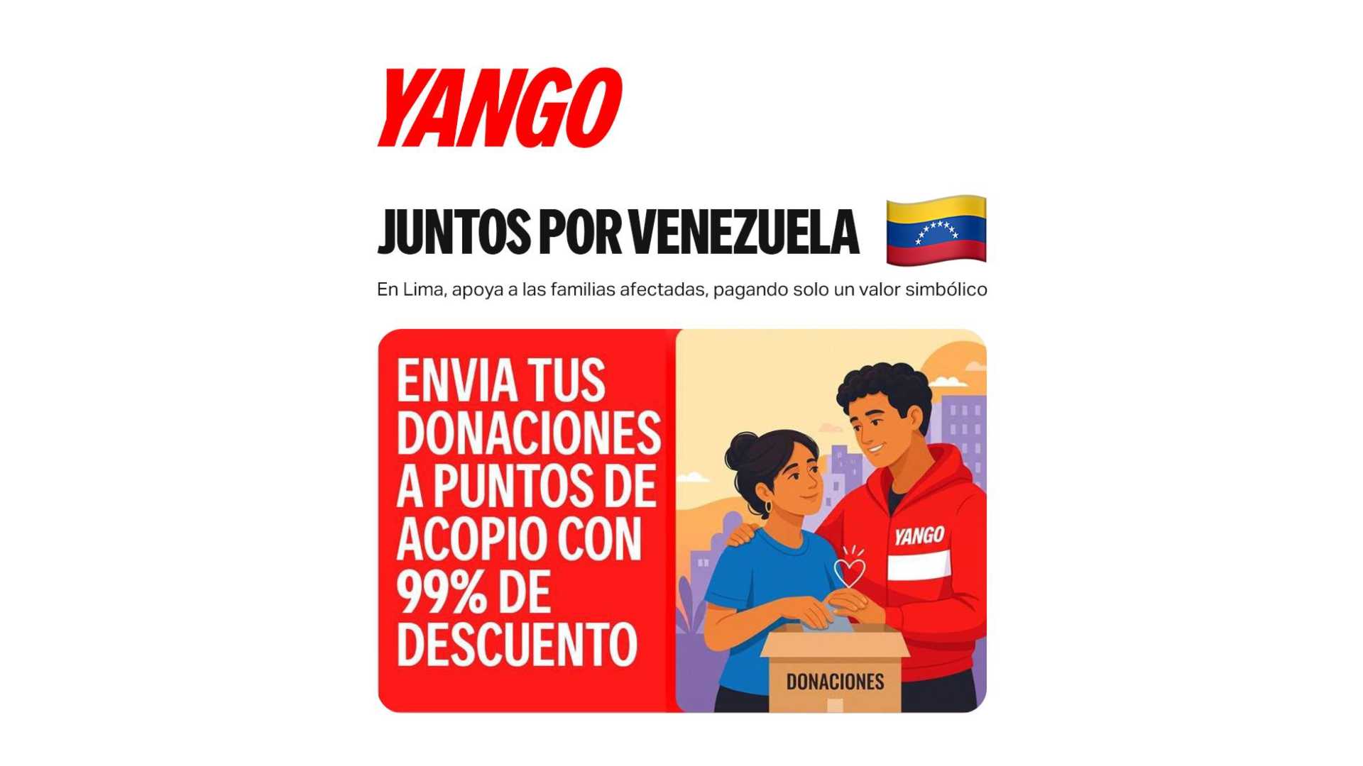 Yango ofrece 99% de descuento para envíos solidarios en Lima