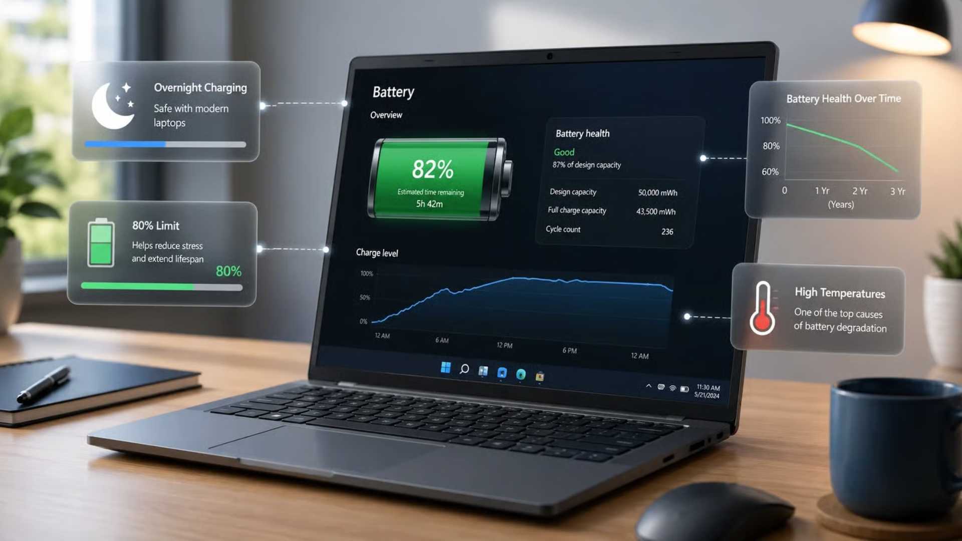 Mitos sobre la batería de las laptops: qué es lo que realmente degrada las baterías