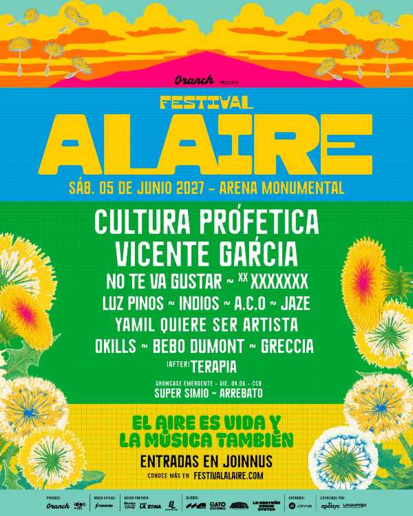 Festival Alaire: Cultura Profética, Vicente García y No Te Va Gustar serán los headliners de la primera edición del festival