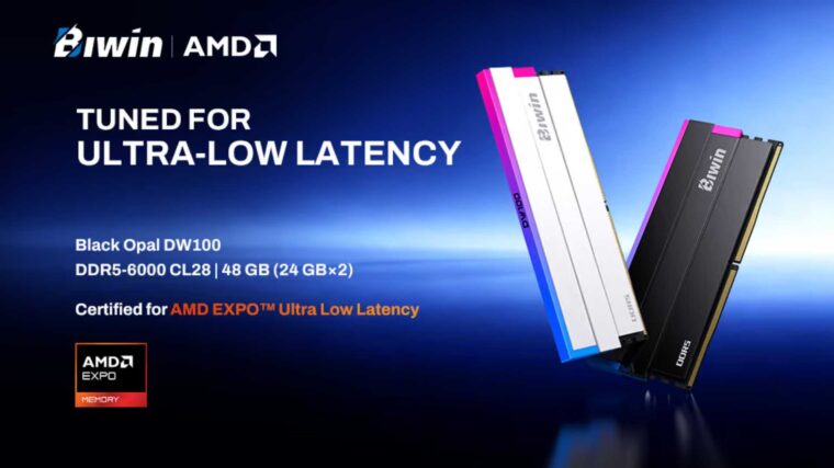 La memoria DDR5 Biwin Black Opal DW100 suma certificación AMD EXPO ULL de latencia ultra baja